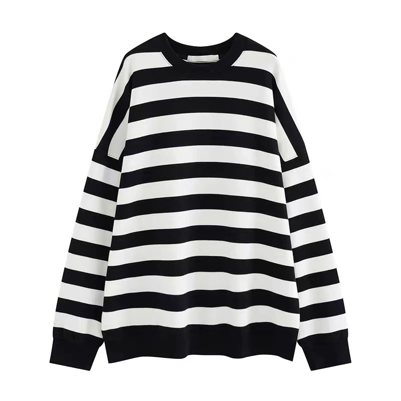 Fashion Striped Pullover Sweatshirt Women